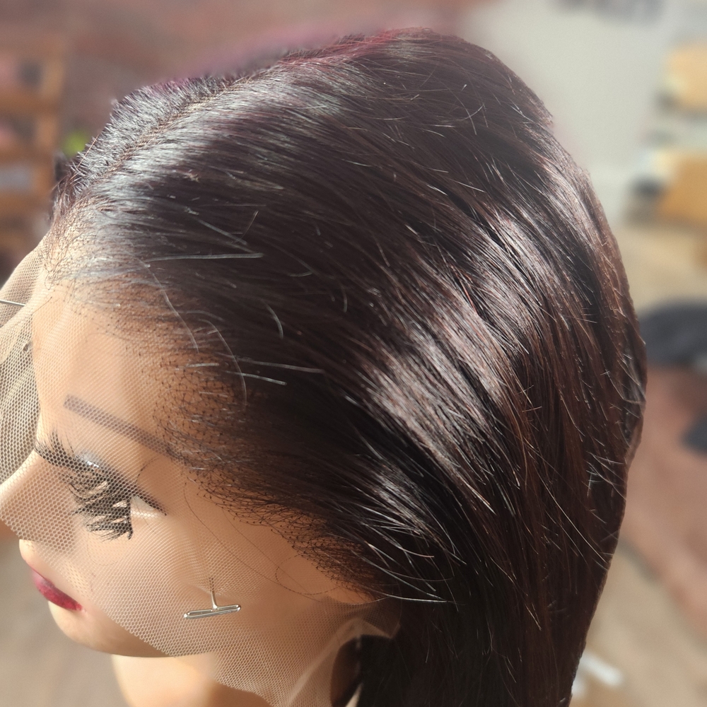 8 Inch Invisiknots 100% Human Hair Natural Black Lace Front Wig - Picture 2 of 5